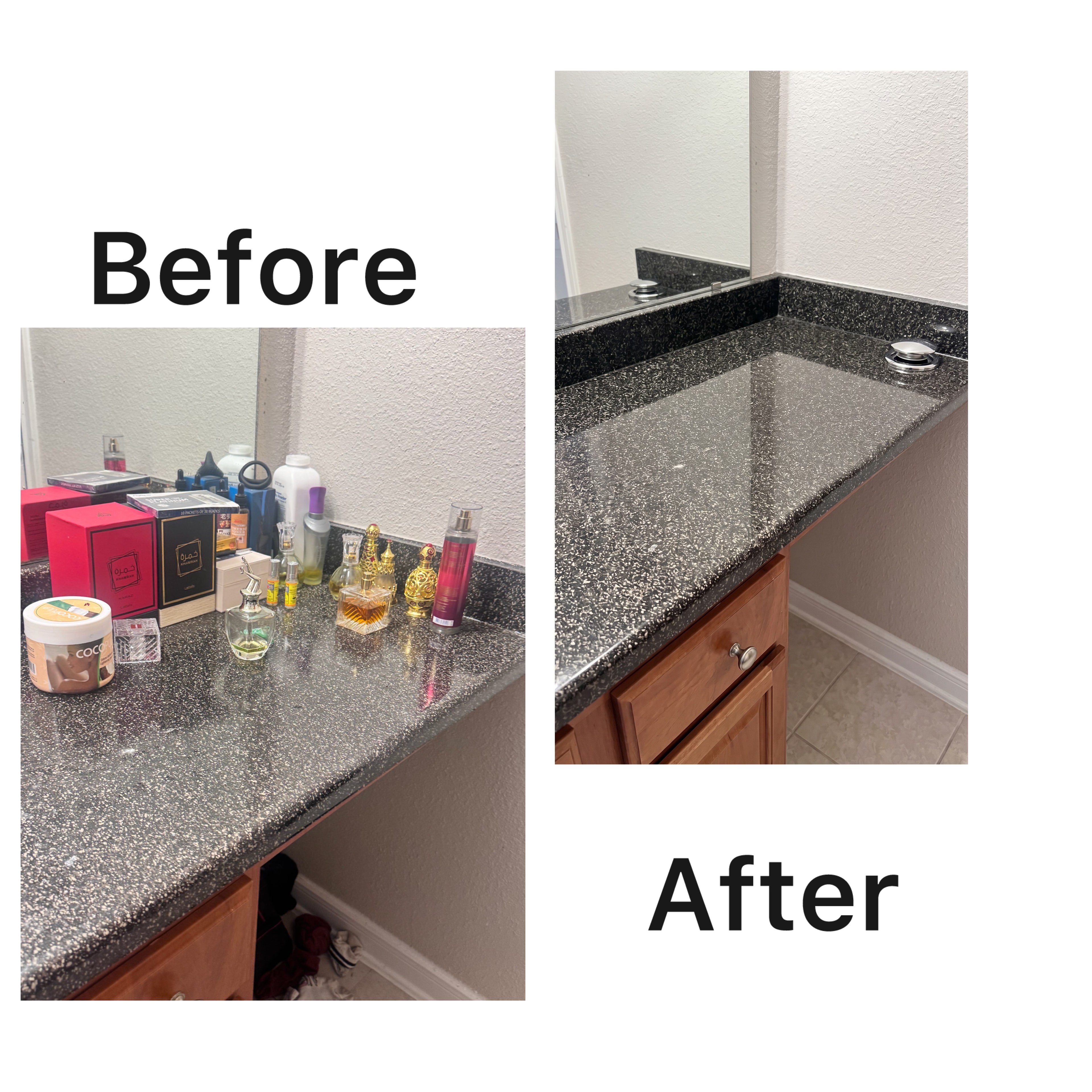 Before and after Bathroom Countertop