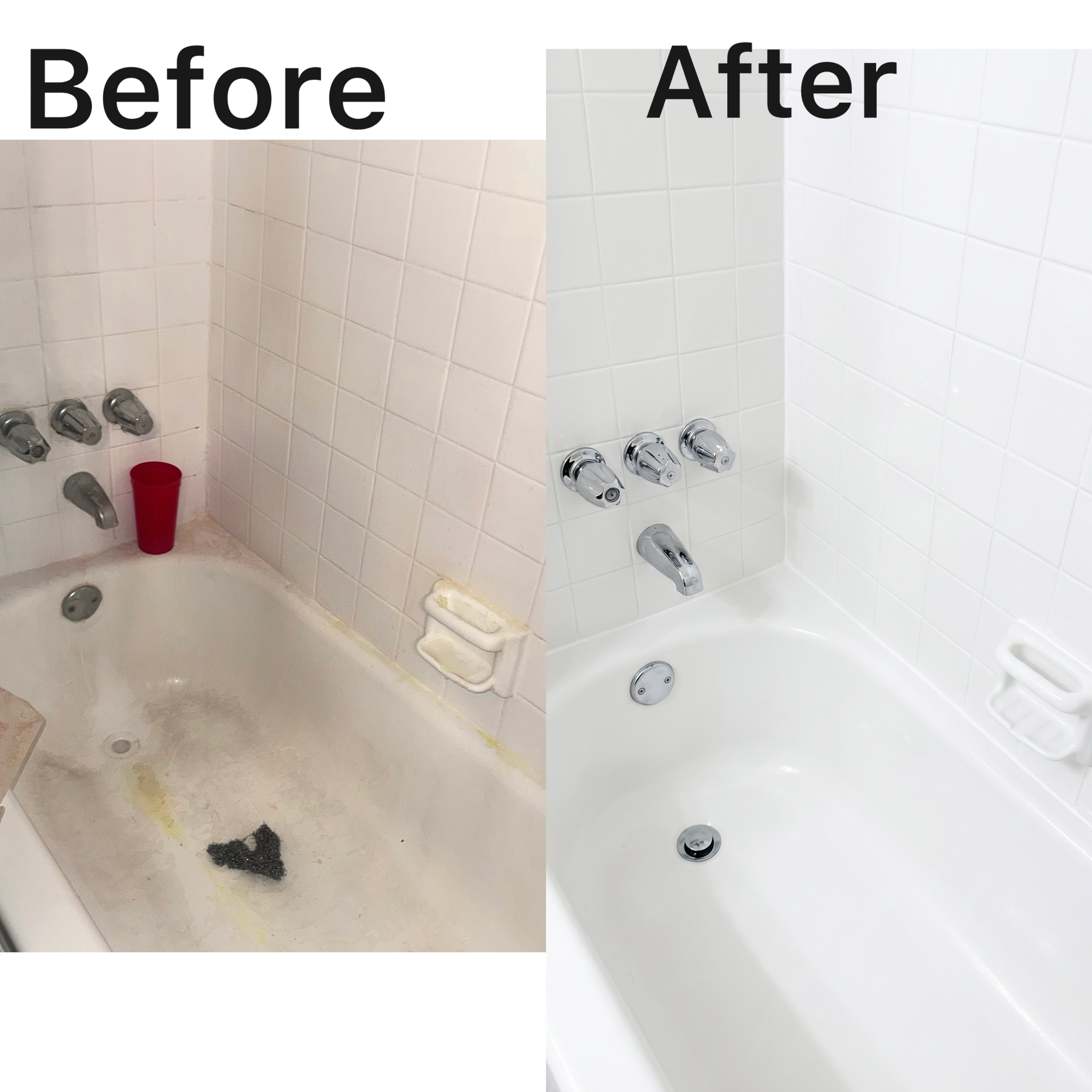 Before and after Bathroom Deep Clean
