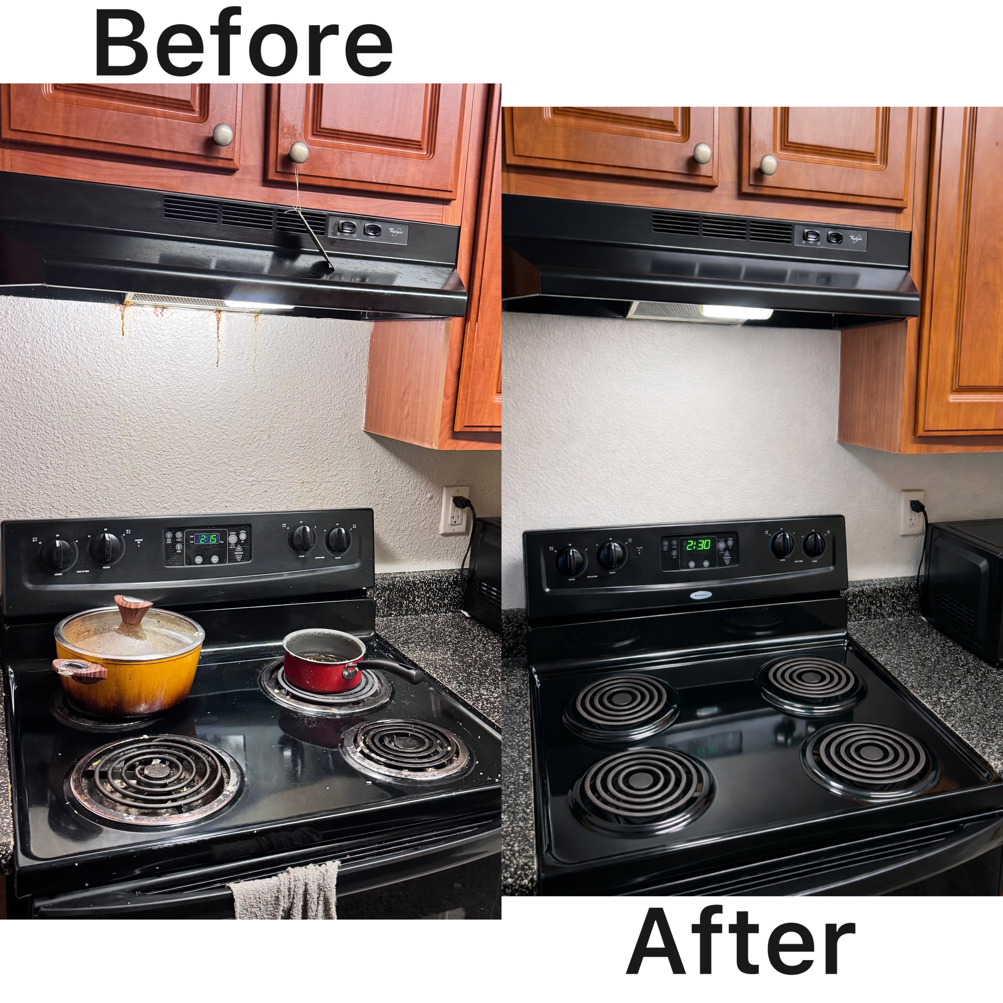 Before and after Kitchen & Stove Clean